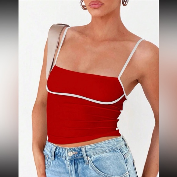 Color block pink casual tank top - Picture 11 of 16